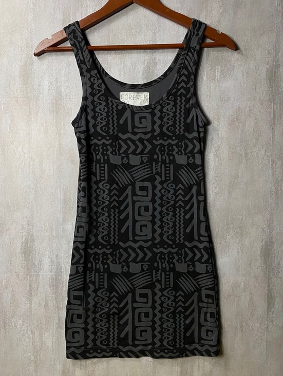 Forever 21 Tops - Vintage Forever 21 Tribal Print Tank Dress Womens S Charcoal Gray Y2K Bodycon
